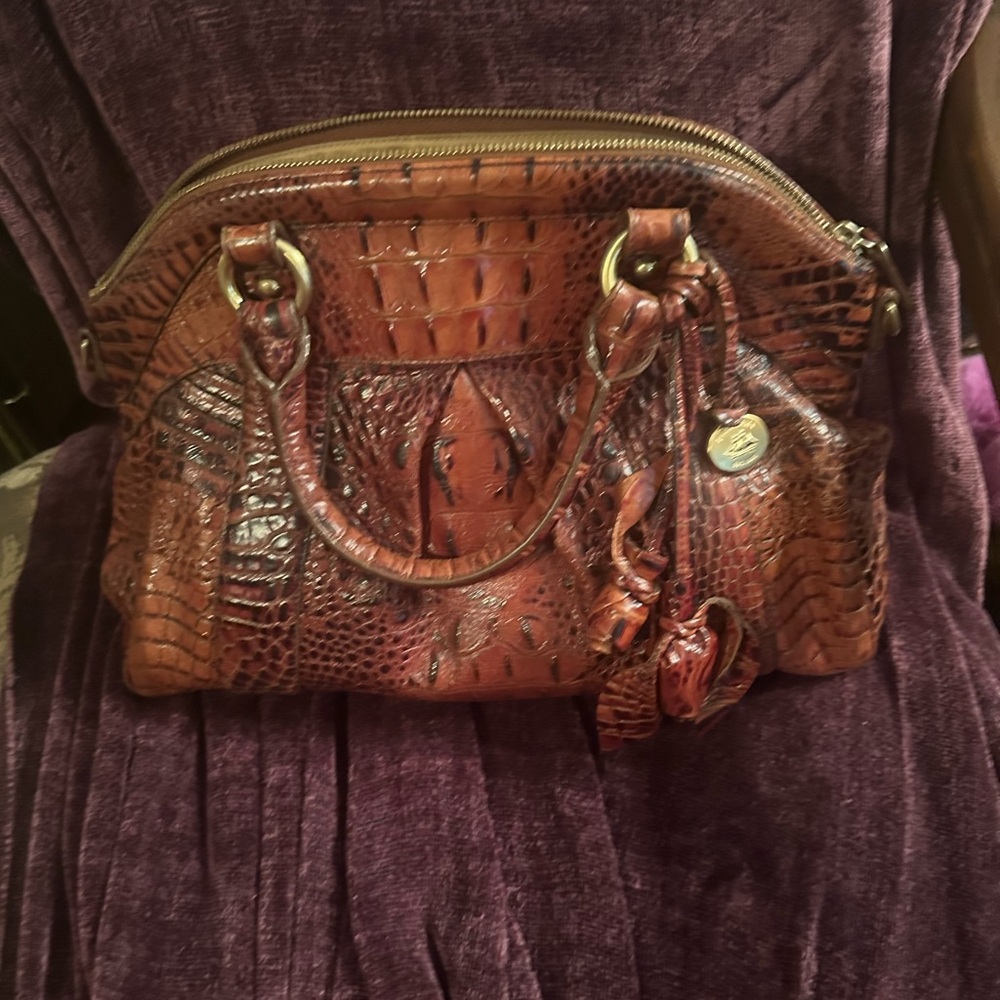 Elegant Brown Crocodile-Embossed Women's Bag